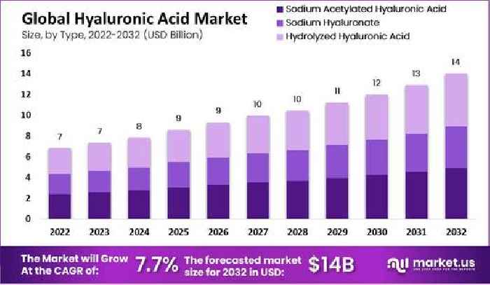 Hyaluronic Acid Market Projected to Grow at 7.7% CAGR, Crossing US$ 13.9 Billion by 2032, Reports Market.us Research