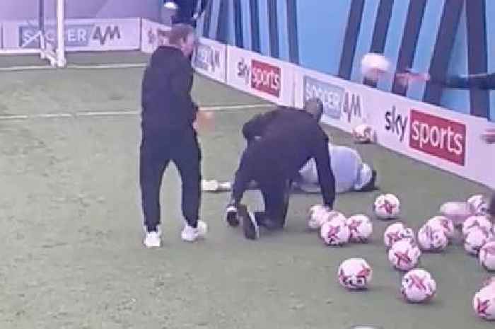 Soccer AM host 'actually hurt' as ex-Premier League star crushes his ankle on live TV