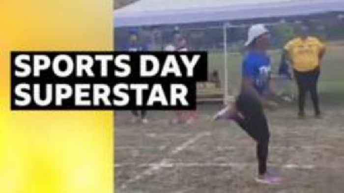 Olympic champion Fraser-Pryce runs in son's sports day