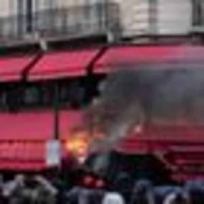 One of Macron's 'favourite restaurants' set on fire and dead rats thrown at city hall in French protests