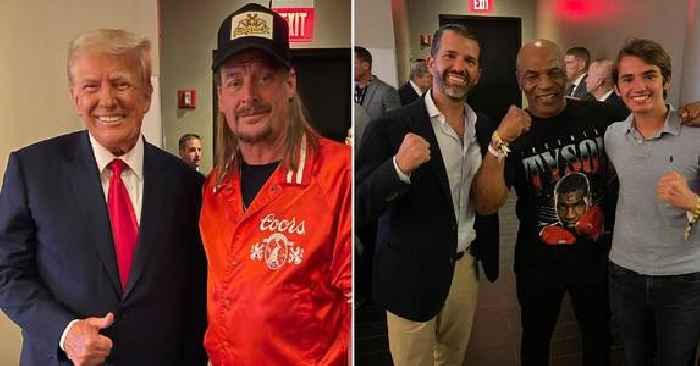Donald Trump & Donald Trump Jr. Hang With Celebs At UFC Match After Former POTUS Pleads Not Guilty To Felony Charges: Photos