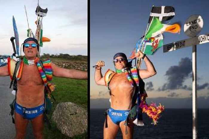 Speedo Mick is in Cornwall running a marathon while on final stomp to Land's End