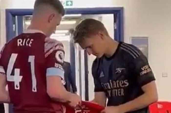 Declan Rice spotted getting Martin Odegaard's signature to add to impressive games room