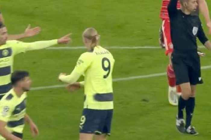 Erling Haaland celebrates Dayot Upamecano red card like a goal - but sees it overturned