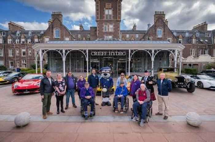 Classic and super car convoy rolls up to Crieff Hydro Hotel for charity event