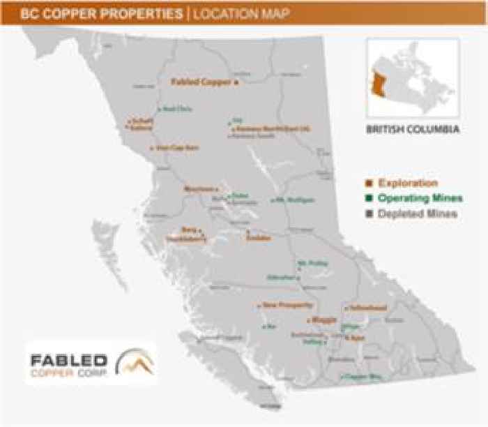 Fabled Copper Reports 23.40% Copper  on the south extension of the Eagle Creek Copper Occurrence