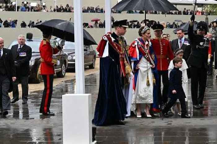 Kate Middleton forced to hitch up Coronation dress due to weather as she ditches tiara