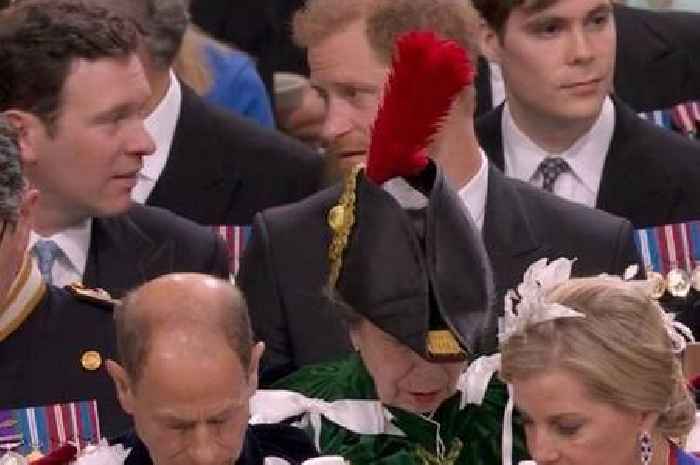 Prince Harry forced to sit in third row as his view blocked by Princess Anne's hat