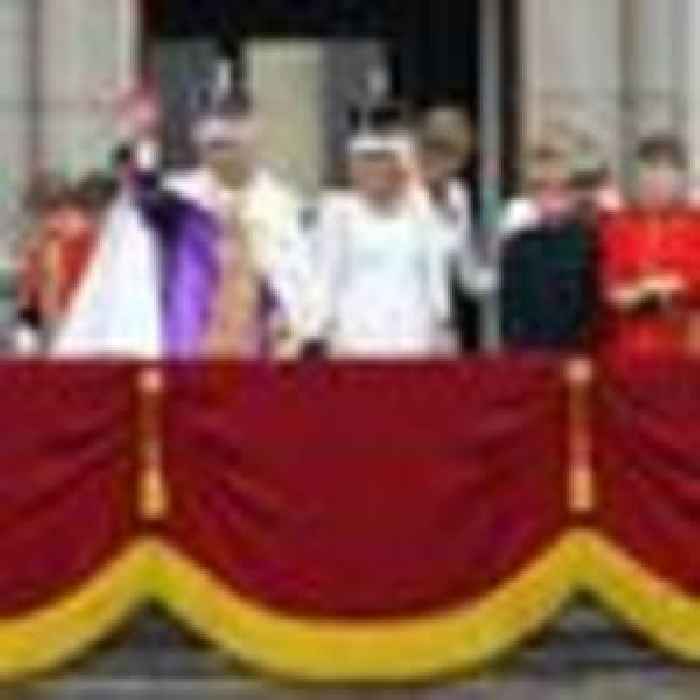 King and Queen join family on palace balcony for scaled-back flypast