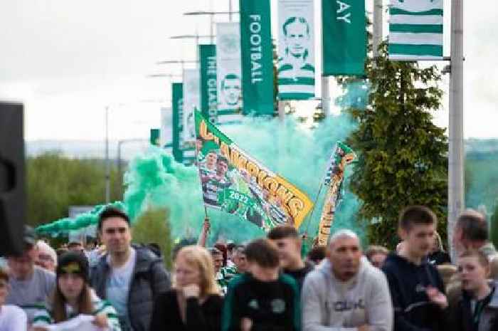 Thousands of fans gather at Celtic Park to greet Hoops heroes after title win