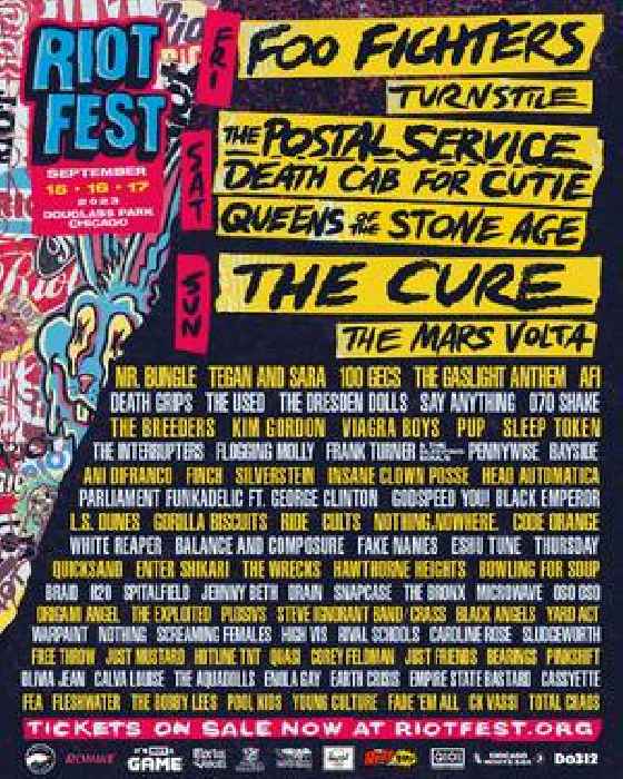 Riot Fest 2023 Lineup Has The Cure, Foo Fighters, Death Cab For Cutie, The Postal Service, & Much More