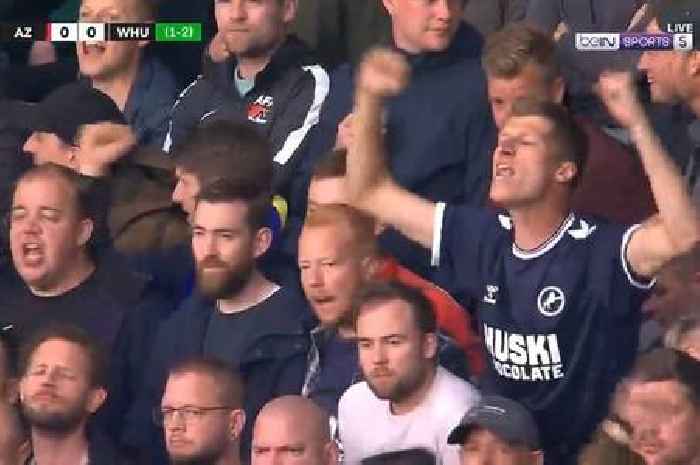 Brave bloke in Millwall shirt taunts West Ham fans from home end at AZ Alkmaar