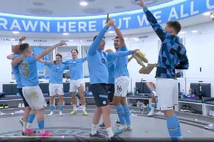 Man City stars belt out 'we are the champions' in dressing room after Prem title win