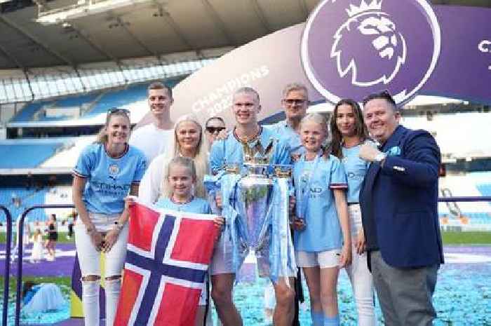 Erling Haaland's rarely seen older brother joins Man City title celebrations