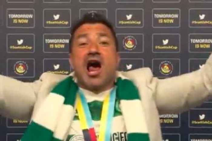 Fran Alonso erupts into 'Celtic Glasgow' chant during post-match interview as boss celebrates Scottish Cup win