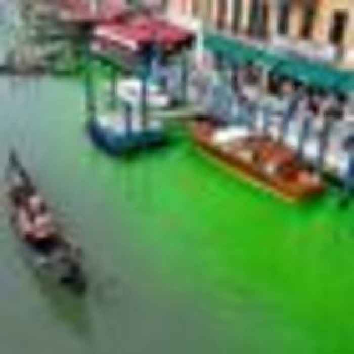 Venice police investigating bright green liquid in Grand Canal