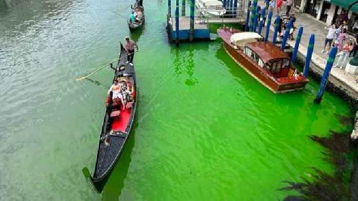 Officials investigate Venice's Grand Canal water turning bright green