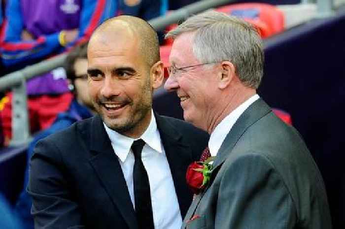 Alex Ferguson in Pep Guardiola 'sore' quip as Man United legend presents Man City boss award through gritted teeth