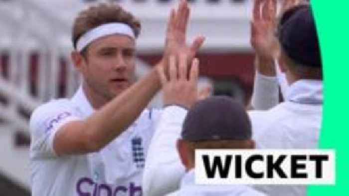 Broad traps Moor lbw for England's first Test wicket of summer