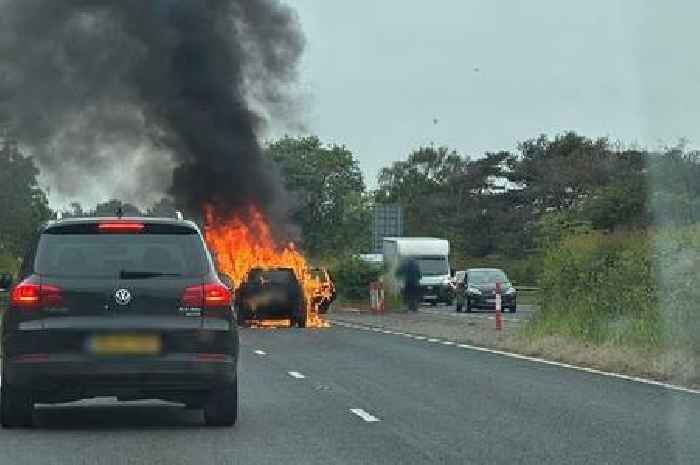 Live A50 updates as two cars catch fire on Leicester carriageway