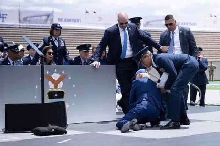 President Joe Biden falls over and has to be helped by Secret Service