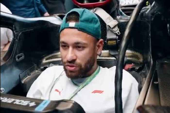 Neymar back in Barcelona as he tries out Lewis Hamilton's Mercedes at Spanish Grand Prix