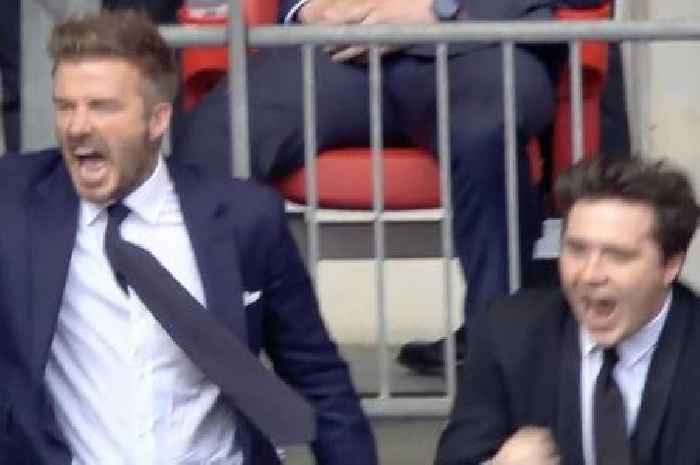 Brooklyn Beckham goes mad for Man Utd goal alongside David despite being 'Arsenal fan'