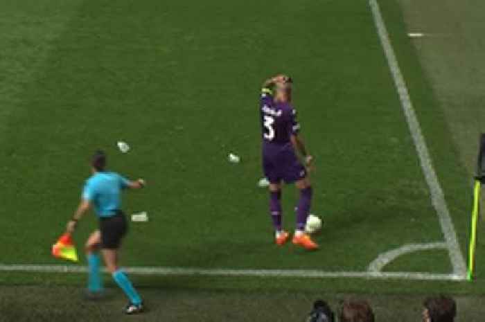 Fiorentina star left cut and bloodied as West Ham fans launch beer cup missiles