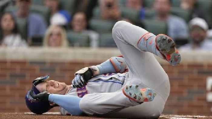 Mets' Alonso hit on left wrist by 96 mph fastball, leaves game