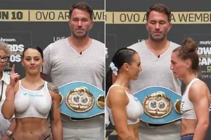 Boxer has Eddie Hearn wondering where to look with body paint weigh-in 'outfit'