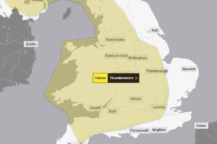 Met Office issues fresh 9-hour yellow thunderstorm weather warning for central and western England