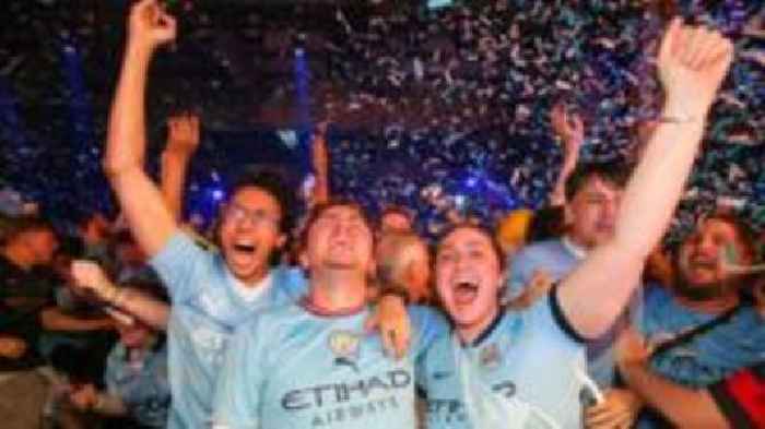 Euphoric Man City fans celebrate Champions League win
