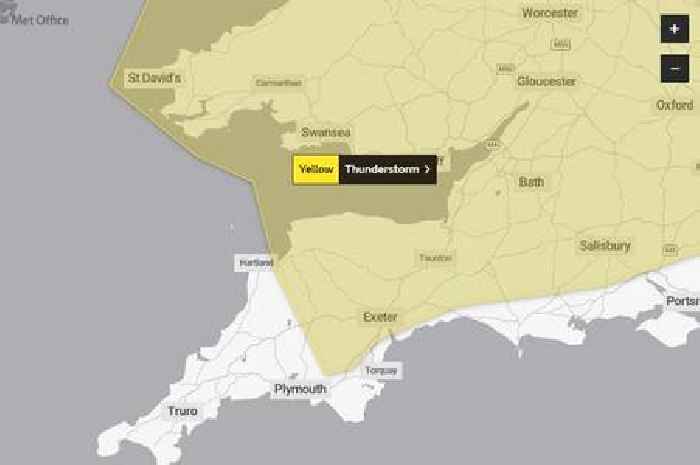 Met Office issues yellow warning for thunderstorms and hail in Devon
