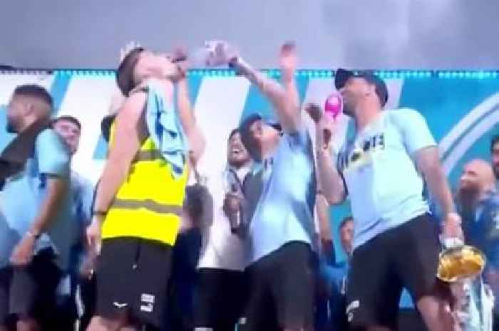 'Turkey' Jack Grealish has bottle of vodka poured down throat in boozy Man City parade