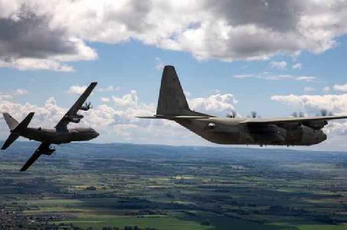 Three huge RAF Hercules rumble over Gloucestershire ahead of UK retirement flypast