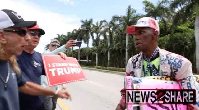 Trump Supporters Gang Up on Protester Ahead of Arraignment in Florida: ‘Get the F*ck Out of Here!’