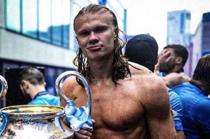 Fans notice subtle change Erling Haaland made to shirtless pic with Man City's UCL trophy
