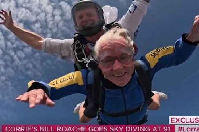 Coronation Street legend Bill Roache completes skydive and people cannot believe his age