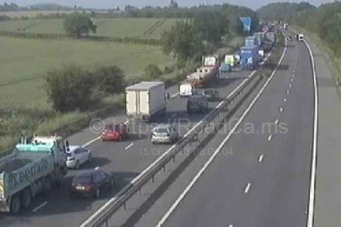 M42 crash live as lanes closed with long delays