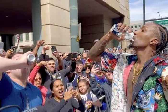 Denver Nuggets star has street beer-guzzling contest with fan - and people love it