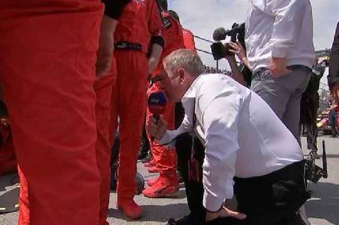 Martin Brundle says 'you don't need to do that' as Leclerc's team stop him peeking at car