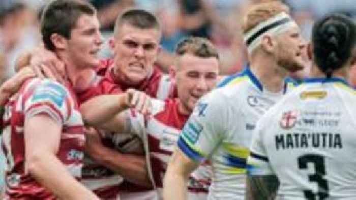 Wigan hold on with 12 men to knock out Warrington