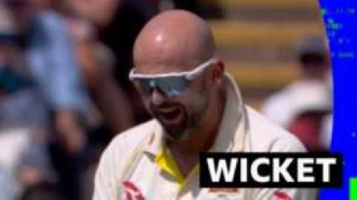 Bairstow trapped lbw by Lyon for 20
