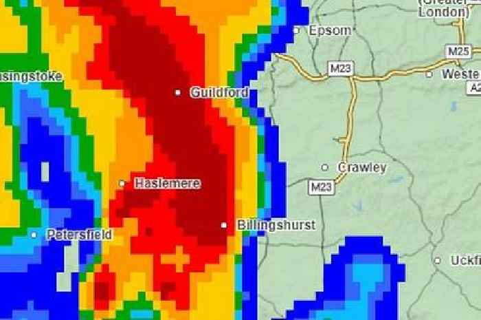 Surrey BBC Weather predicts thunderstorms this week and maps show torrential downpours