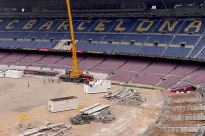 Barcelona begin Nou Camp demolition as rubble covers pitch before stadium move