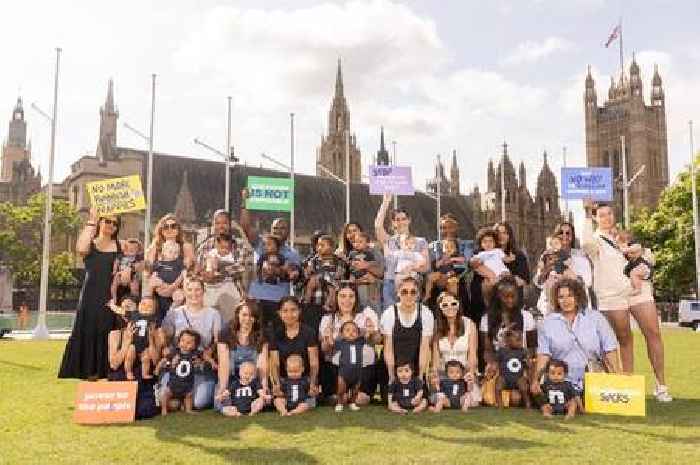 Group of babies descends on Parliament Square to protest single-use nappies