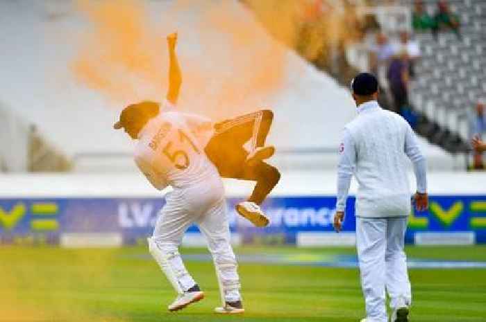 Just Stop Oil protester carried off Lord's pitch during Ashes by Jonny Bairstow