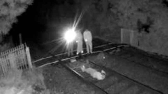 CCTV captures 'irresponsible railway photoshoot'