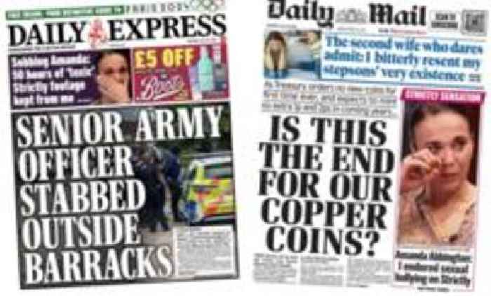 The Papers: Soldier stabbed in 'frenzy' and no plans for new 1p or 2p coins
