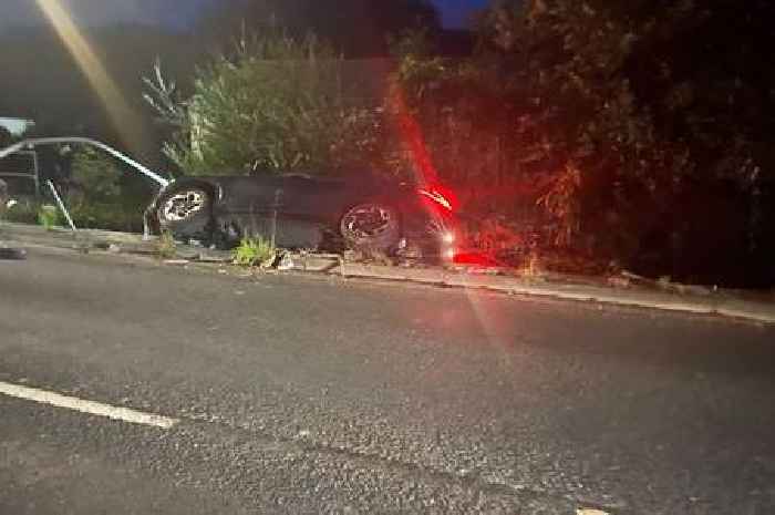 Driver's lucky escape after car crashed into ditch on Cornish A-road